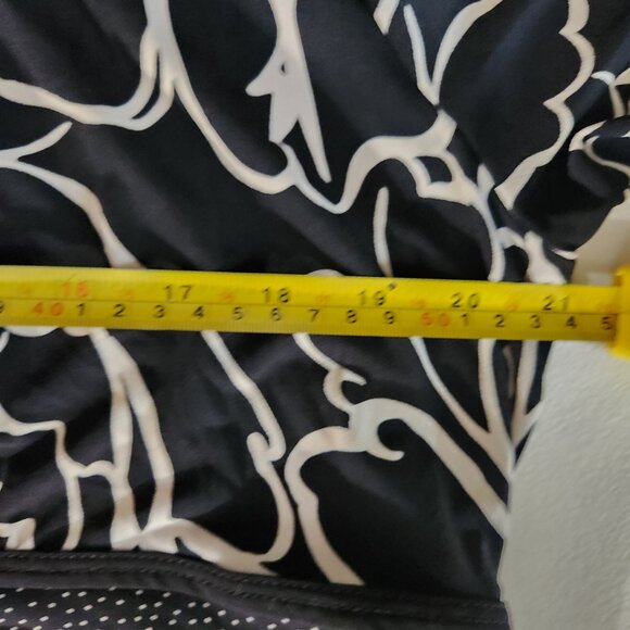 Lane Bryant Dress 14/16 Black White Floral Print Polka Dot Short Sleeves Floral - Picture 7 of 13